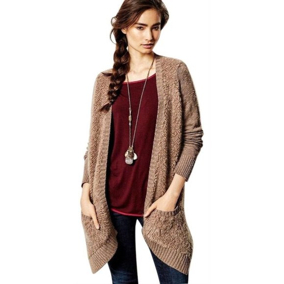Anthropologie Sleeping On Snow Slubby Boucle Cardigan Medium Mohair Neutrals - Picture 1 of 7